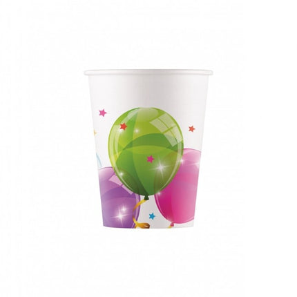 Vasos Globos de Colores 200ml 8pcs