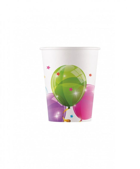 Vasos Globos de Colores 200ml 8pcs