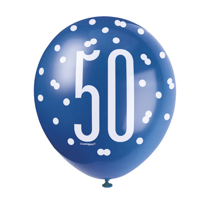 Globos 50 Años Lunares Azul 30cm 6pcs