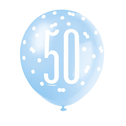 Globos 50 Años Lunares Azul 30cm 6pcs