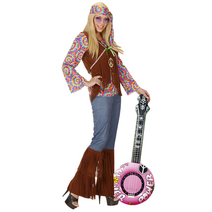 Hippie 60S Banjo Falso Hinchable Rosa 1m