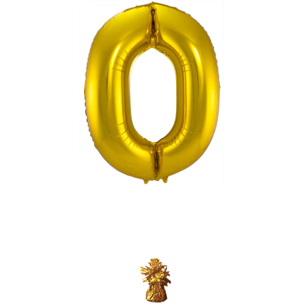 Globo Foil Figura 0 Oro Metalizado XL 86cm vacío