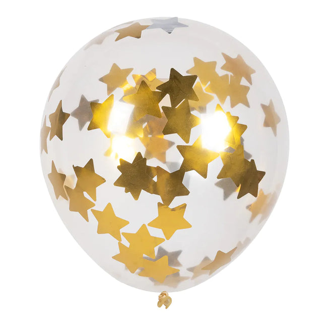 Globos Confeti Estrellas Oro 30cm 5pcs