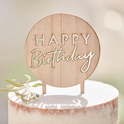 Feliz Cumpleaños Cake Topper Madera 18cm