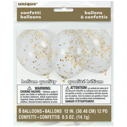 Globos Confeti Oro 30.5cm 6pcs