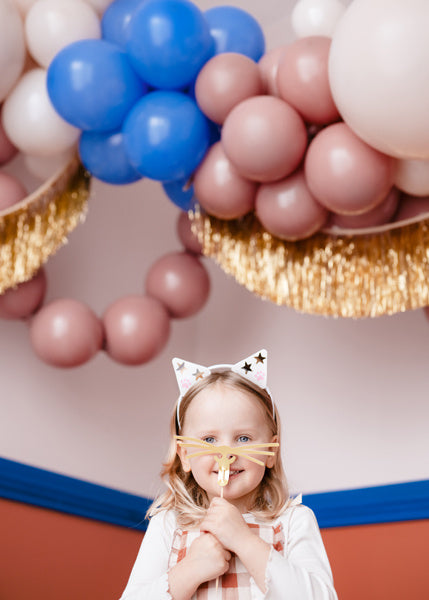 Set de diadema y bigote con orejas de gato y pegatinas (1 ud. / 5 ud.)