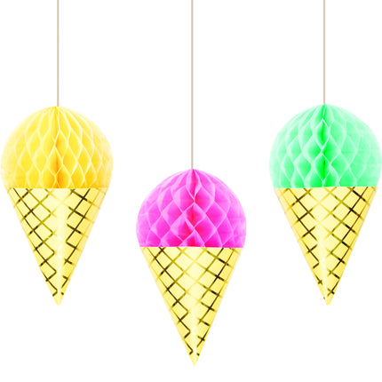 Decoración colgante Helados 33cm 3pcs