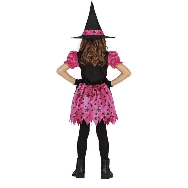 Disfraz Bruja Halloween Niña Estrella Rosa