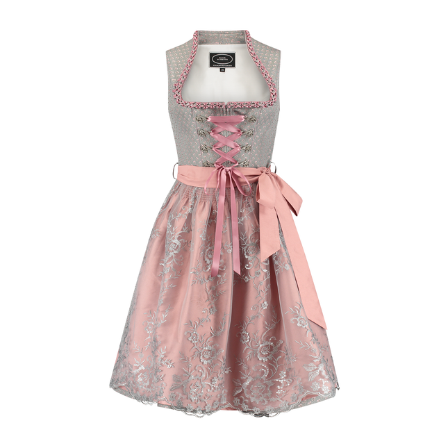 Vestido Dirndl Gris Oktoberfest Rosa Señoras