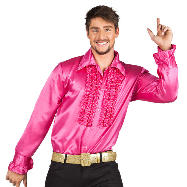 Blusa Volantes Hombre Rosa