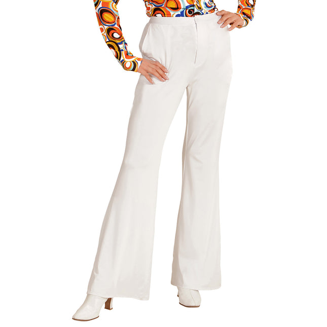 Pantalón Disco 70S Blanco Mujer