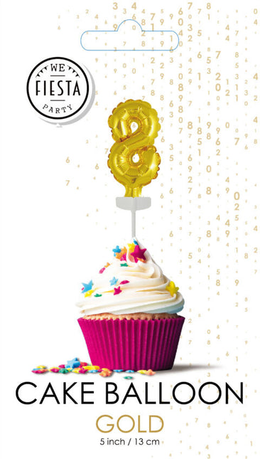 Gold Cake topper 8 Años Globo Foil 12.5cm