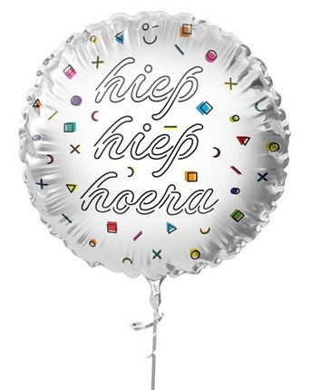 Hip Hip Hip Hooray Globo de Helio Blanco Vacío 45cm