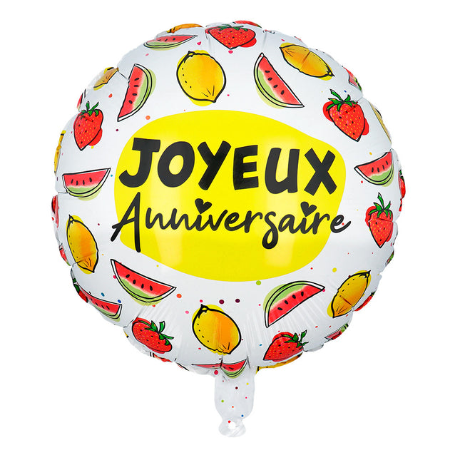 Globo Helio Fruta Joyeux Anniversaire Vacío 45cm