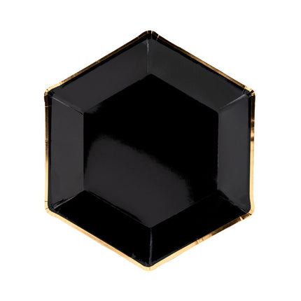 Platos Negros Diamante 23cm 6pcs