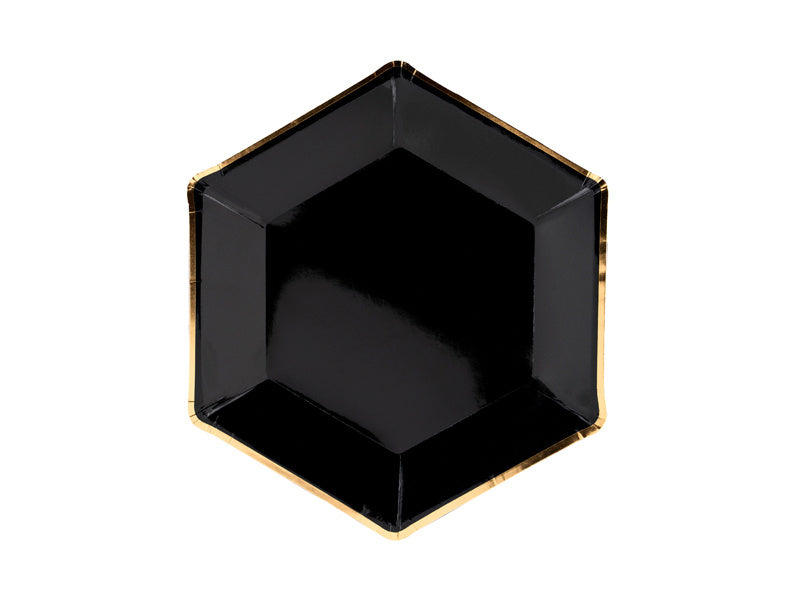 Platos Negros Diamante 23cm 6pcs