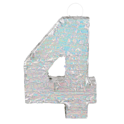 Piñata Plata 4 Años Holográfica 40cm