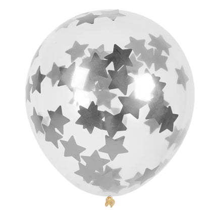 Globos Confeti Estrella Plata 30cm 5pcs