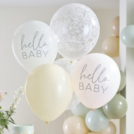 Globos Baby Shower Hello Baby 5pcs