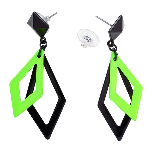 Pendientes Neón 80S Negro Verde