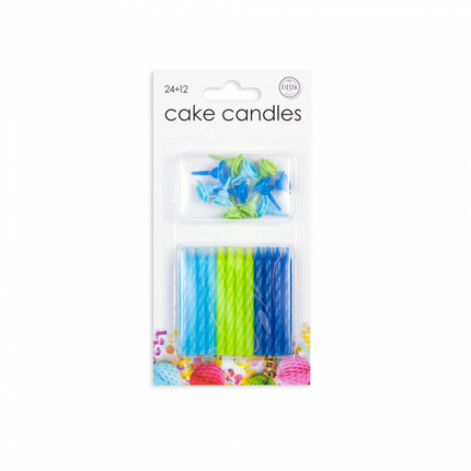 Velas Azul Verde 6cm 24uds