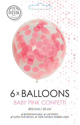 Globos Confeti Rosa Claro 30cm 6pcs