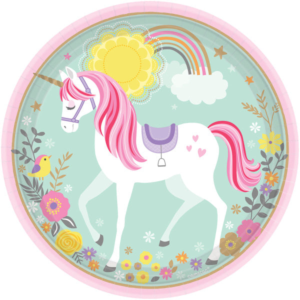 Platos Unicornio Papel 23cm 8pcs