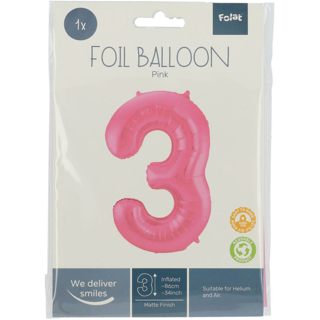 Globo Figura 3 Rosa Mate XL 86cm vacío