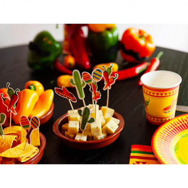 Palillo Cóctel Fiesta Mexicana 9cm 12pcs