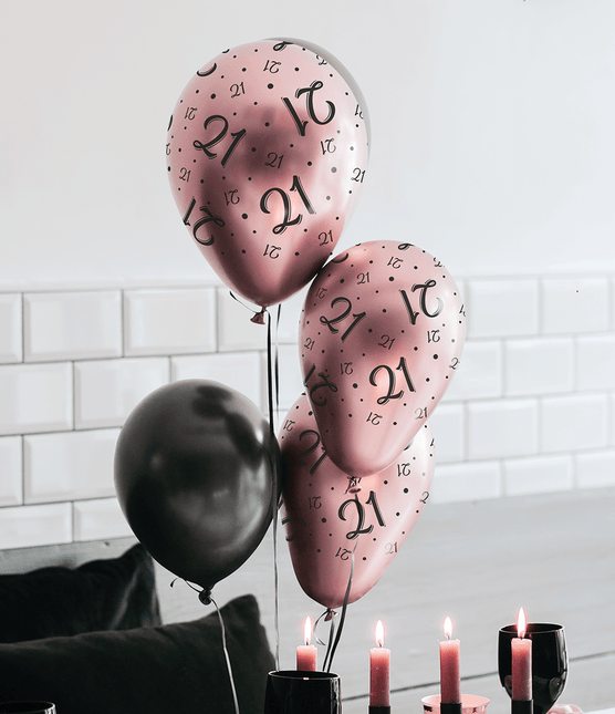 Globos 18 Años Rosa Negra 30cm 8pcs