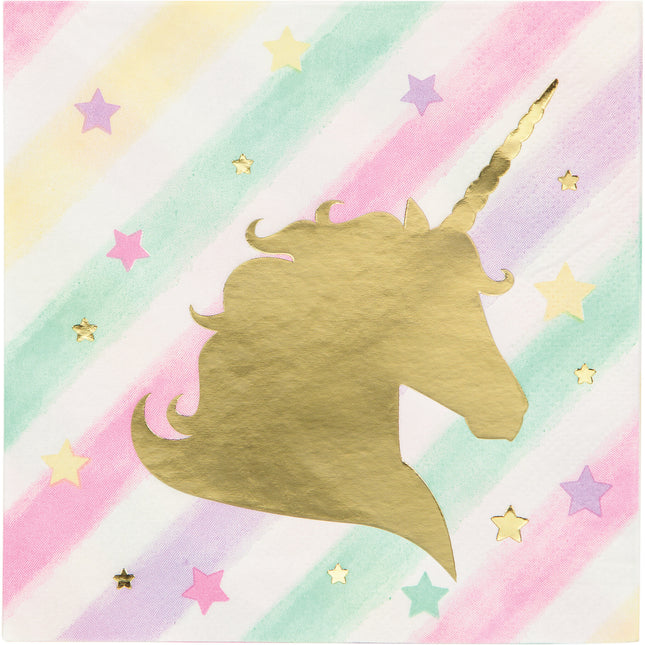 Servilletas Unicornio de Colores 25cm 16uds.