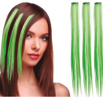 Groene Hair Extension 50cm 3st - Partywinkel - 8434077481356