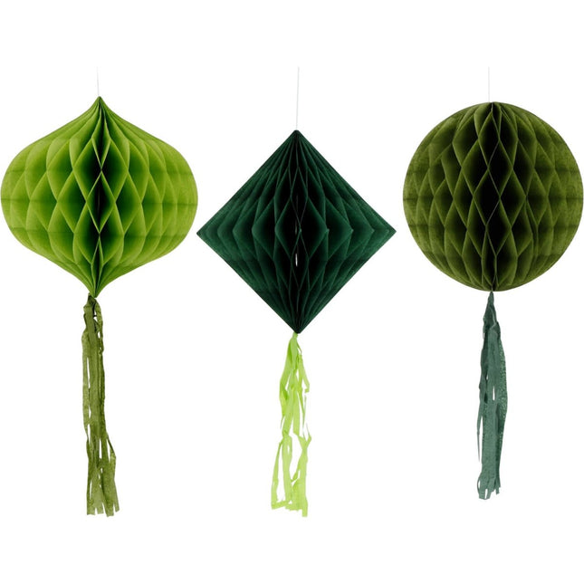 Groene Honeycombs 30cm 3st - Partywinkel - 8714572243452