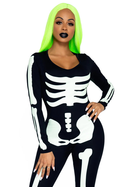 Halloween Catsuit Dames Glow In The Dark Leg Avenue - Partywinkel - 714718498843