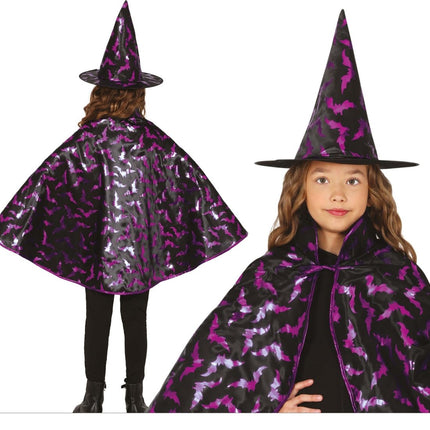 Halloween Verkleedset Kind Heksen Cape En Hoed 50cm - Partywinkel - 8434077190104