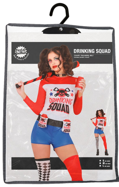 Harley Quinn Kostuum Rood Blauw Dames - Partywinkel - 8434077860205