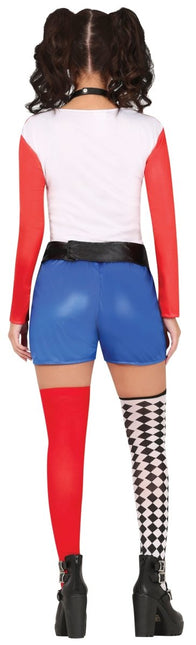 Harley Quinn Kostuum Rood Blauw Dames - Partywinkel - 8434077860205