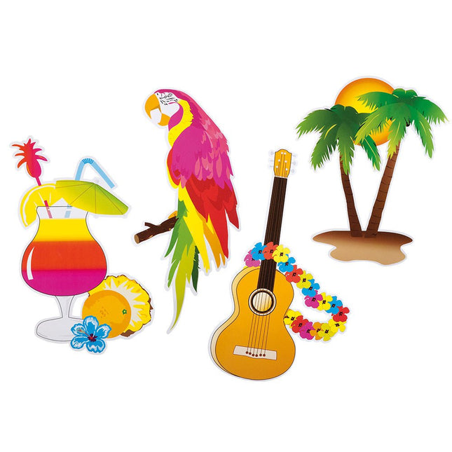 Hawaii Decoratie 35cm 4st - Partywinkel - 8712026525161