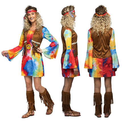 Hippie 60S Jurk Dames Peace - Partywinkel - 8712026844675