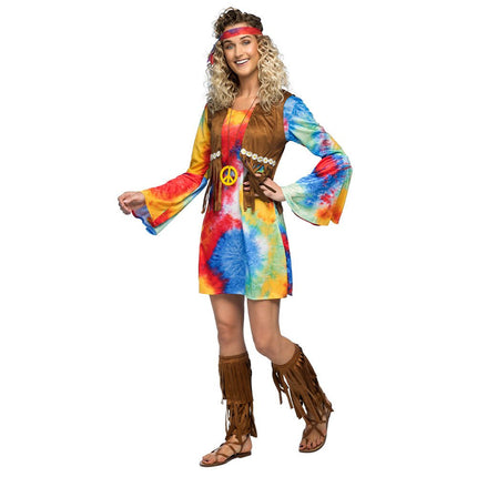 Hippie 60S Jurk Dames Peace - Partywinkel - 8712026844675