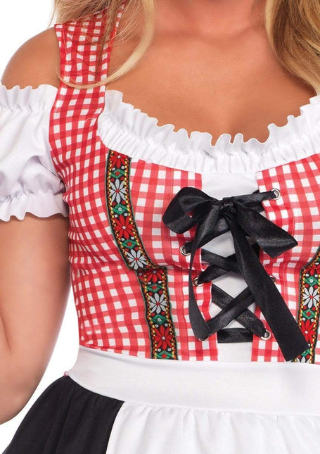 Rojo Negro Vestido Dirndl Oktoberfest Señoras Leg Avenue