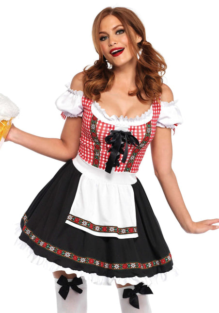 Rood Zwarte Dirndl Jurk Oktoberfest Dames Leg Avenue - Partywinkel - 714718534084