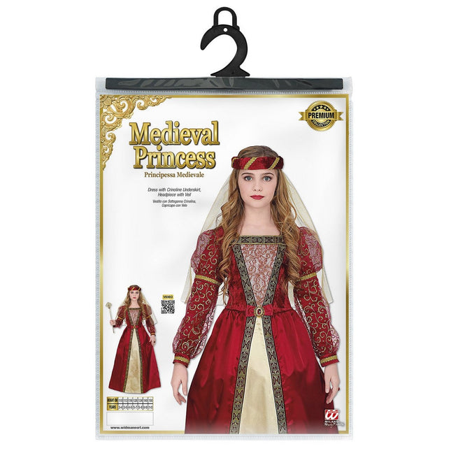 Disfraz de Princesa Medieval Rojo Niño