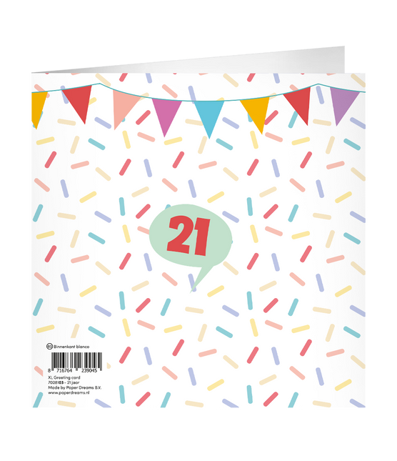 Tarjeta de felicitación 21 años 23cm