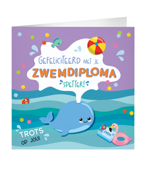 Tarjeta de felicitación diploma de natación 23cm