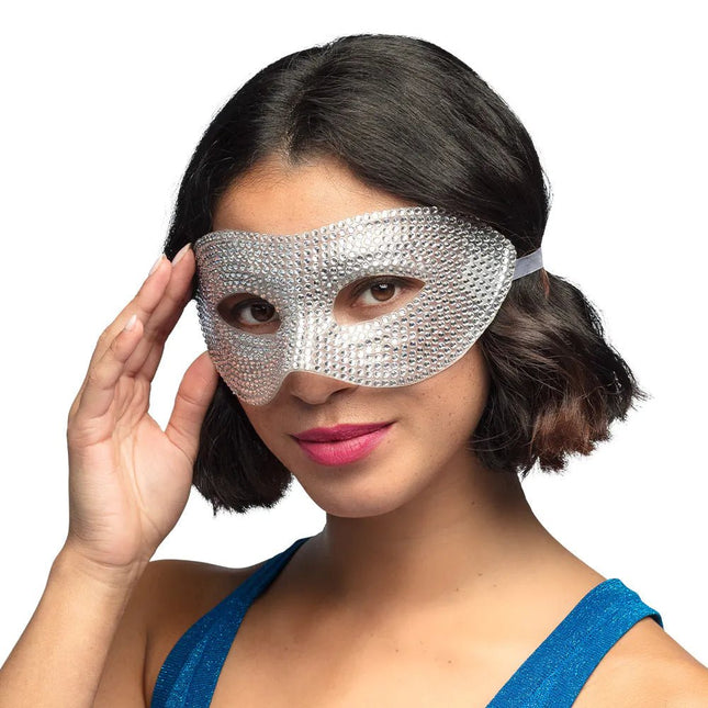 Zilveren Oogmasker Diamanten - Partywinkel - 8712026001962